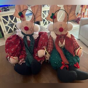 Vintage 90s House of Lloyd Christmas Reindeer Plush shelf Sitters 26 inches each